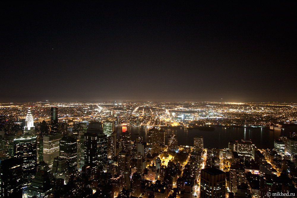 Нью-Йорк ночью с высоты