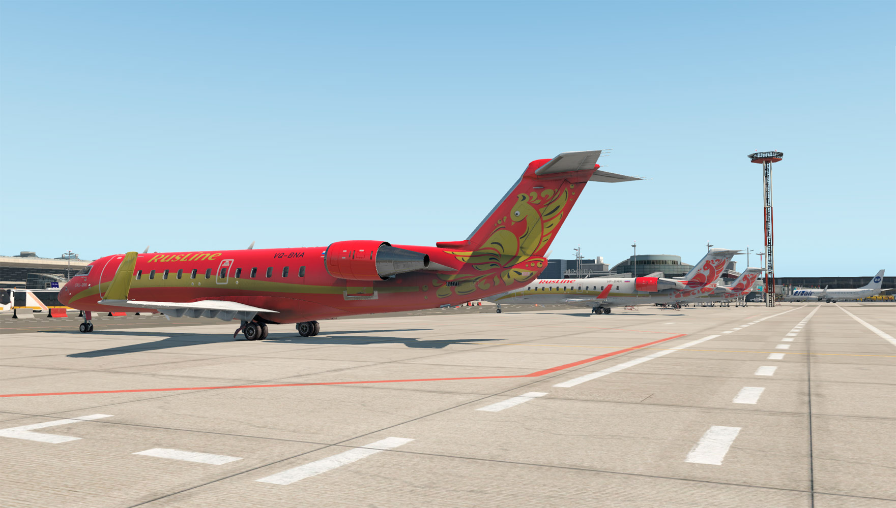 CRJ200 в аэропорту Внуково в симуляторе X-Plane